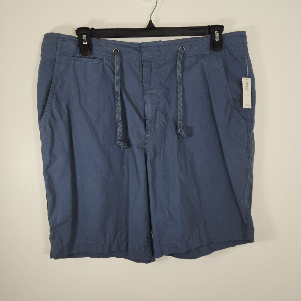 Old Navy Blue Cotton Drawstring Zip Up Casual Men's Shorts LARGE